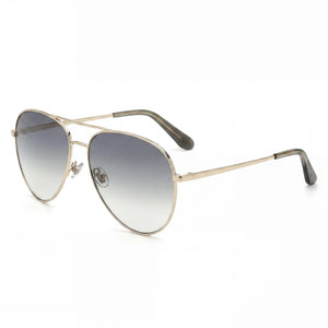 Fossil Fos 2140/G/S Gold Aviator Sunglasses for Women, Green Shaded lens