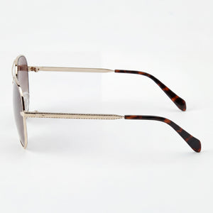 Fossil Fos 3141/G/S Aviator Sunglasses Women — side view, Non-Polarized Light Gold lens