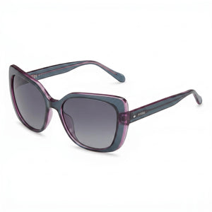 Fossil FOS 3143/S Blue Square Sunglasses for Women, Dark Grey Shaded lens