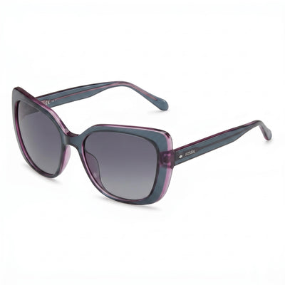 Fossil FOS 3143/S Blue Square Sunglasses for Women, Dark Grey Shaded lens