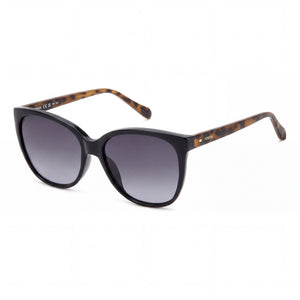 Fossil Fos 3147/G/S Black Square Sunglasses for Women, Dark Grey Shaded lens