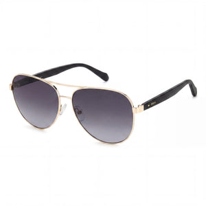 Fossil Fos 3150/G/S Gold Aviator Sunglasses for Women, Dark Grey lens