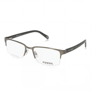 Fossil Fos 6024 Semi-matte Dark Ruthenium Green Rectangle Eyeglasses for Men, Stainless Steel frame