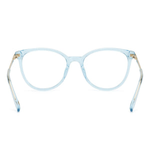 Fossil Fos 7106 Square Eyeglasses Women — side view, Blue Plastic temples
