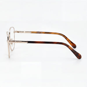 Fossil Fos 7113 Round Eyeglasses Women — side view, Silver Alloy Steel temples
