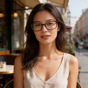 Fossil Fos 7114 Rectangle Eyeglasses Women — side view, Havana Acetate temples