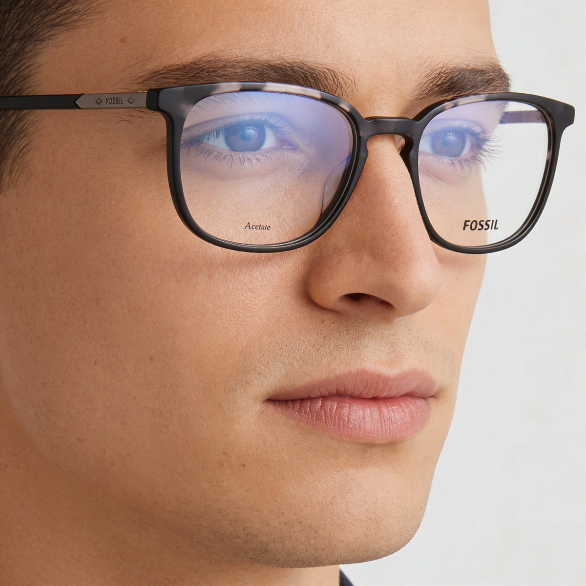 Fossil Fos 7116/G Grey Ruth Square Eyeglasses for Men, Plastic 52mm, Photo 3