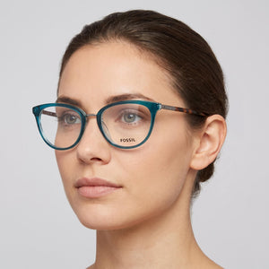 Fossil FOS 7123 Blue Eyeglasses Women — lifestyle wear, open-plan offices and shared desks