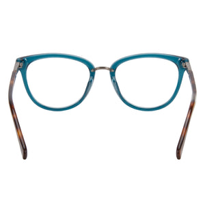 Fossil FOS 7123 Oval Eyeglasses Women — side view, Blue Acetate temples