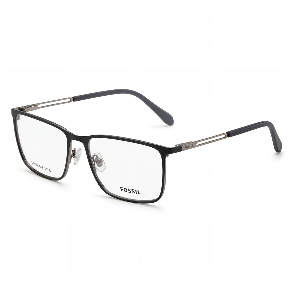 Fossil FOS 7129 Black Rectangle Eyeglasses for Men, Alloy Steel frame