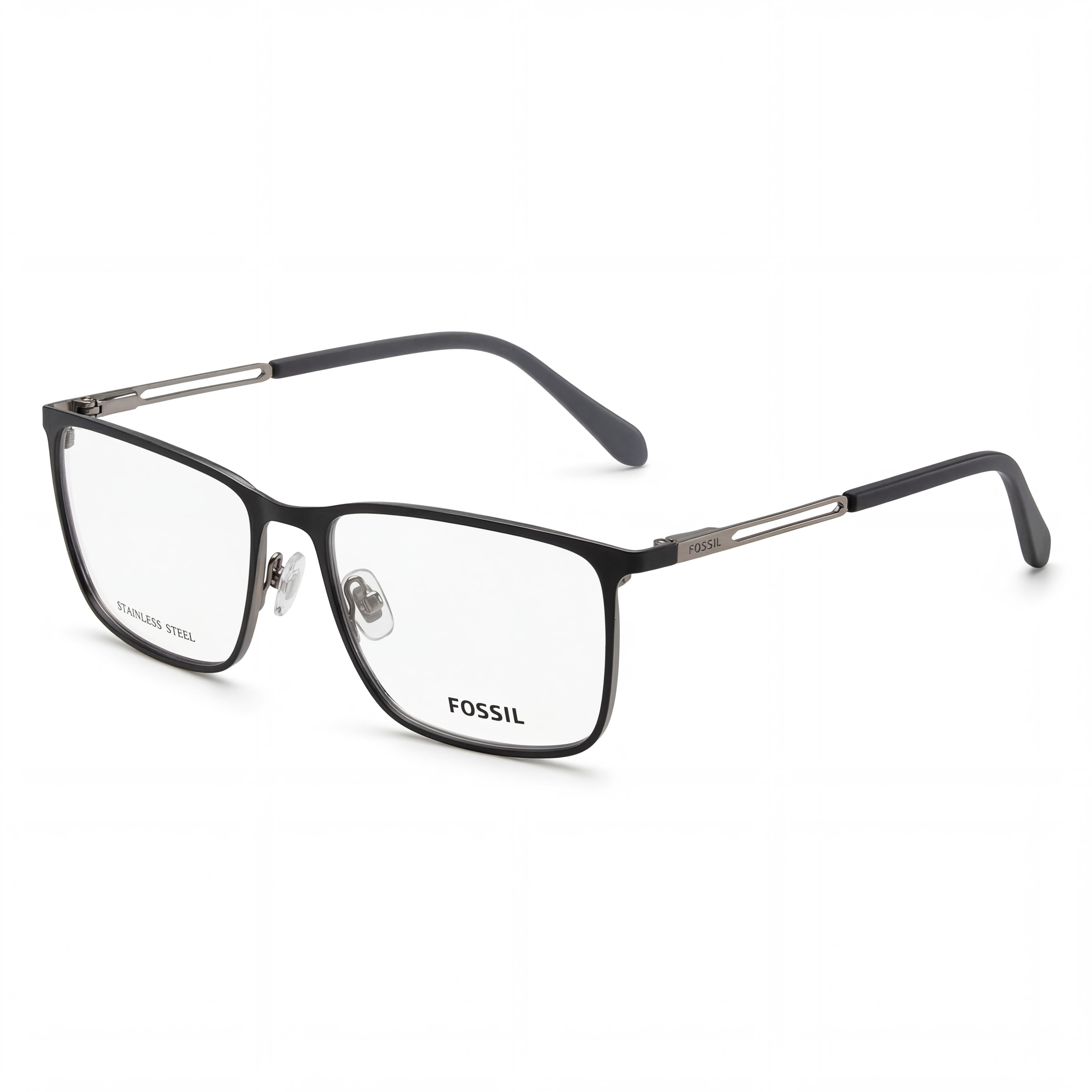 Lentes rectangulares de acero de aleación Fossil FOS 7129 negros para hombre, Photo 1