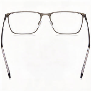 Fossil Fos 7129 Rectangle Eyeglasses Men — side view, Silver Alloy Steel temples
