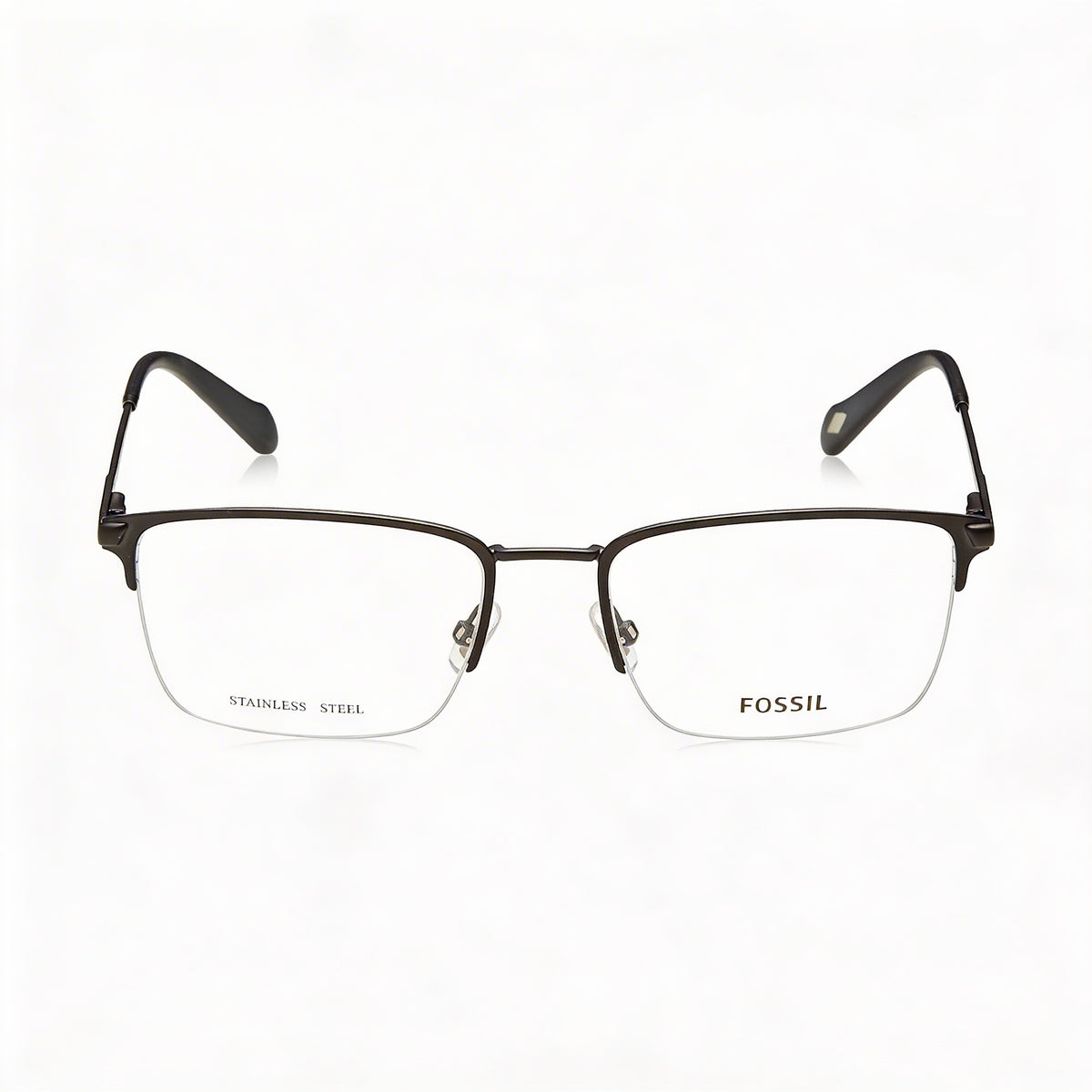 Gafas de ver rectangulares negras Fossil Fos 7147 para hombre, de aleación de acero, 55 mm, Photo 2