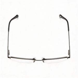 Fossil Fos 7147 Rectangle Eyeglasses Men — side view, Black Alloy Steel temples
