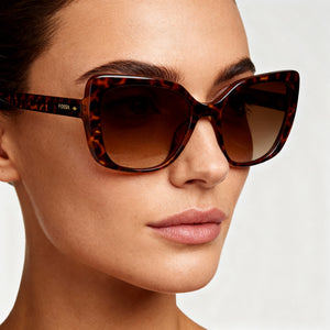 Fossil FOS3143S09N4 Rectangle Sunglasses Women — side view, Non-Polarized Brown Shaded lens