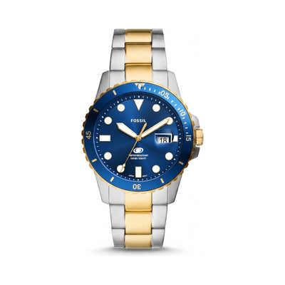 Fossil FS6077 Blue Dial Stainless Steel Men's Watch, 42mm