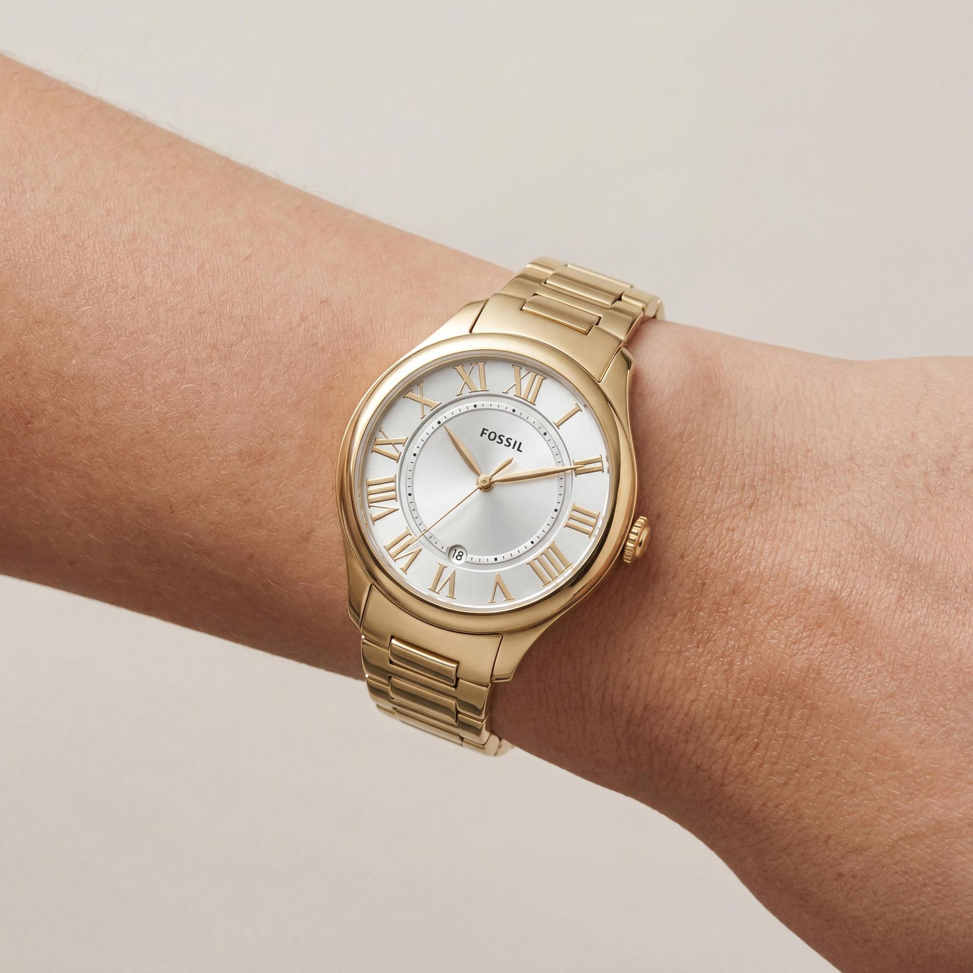 Fossil Gilmore Women's Watch, Gold Dial Stainless Steel 38mm, Photo 3