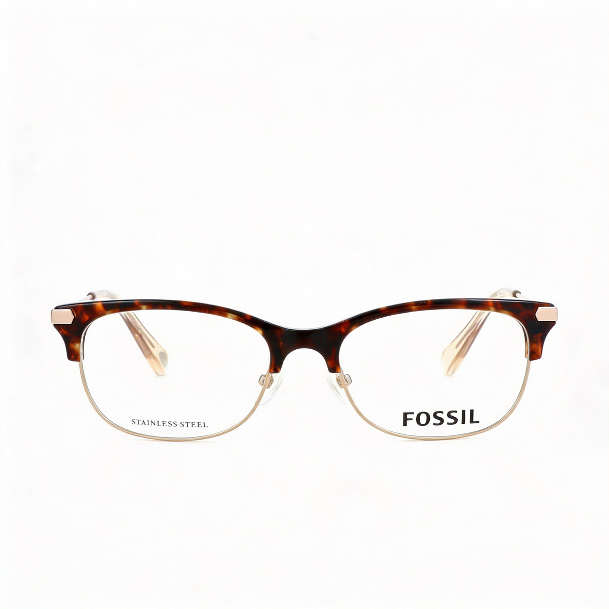 Gafas rectangulares Fossil FOS 6055 Gold Havana para mujer, acero de aleación, Photo 2
