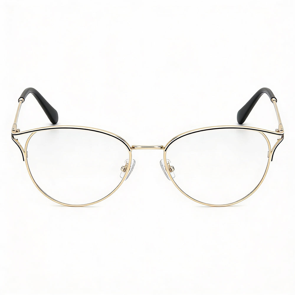 Fossil Rectangle Eyeglasses for Women — front view, Alloy Steel
