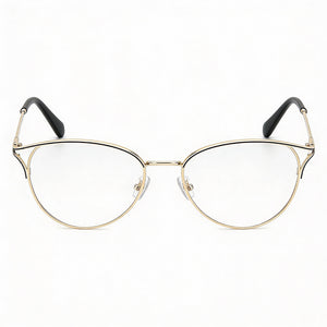 Fossil Rectangle Eyeglasses for Women — front view, Alloy Steel