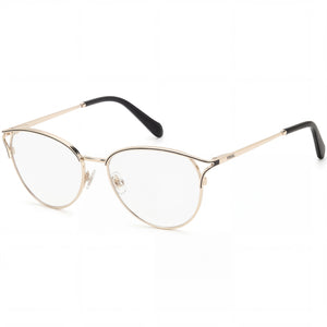 Fossil Gold Rectangle Eyeglasses for Women, Alloy Steel frame