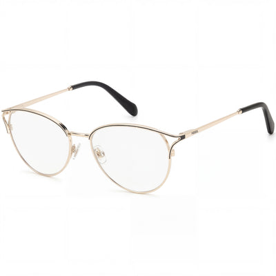 Fossil Gold Rectangle Eyeglasses for Women, Alloy Steel frame