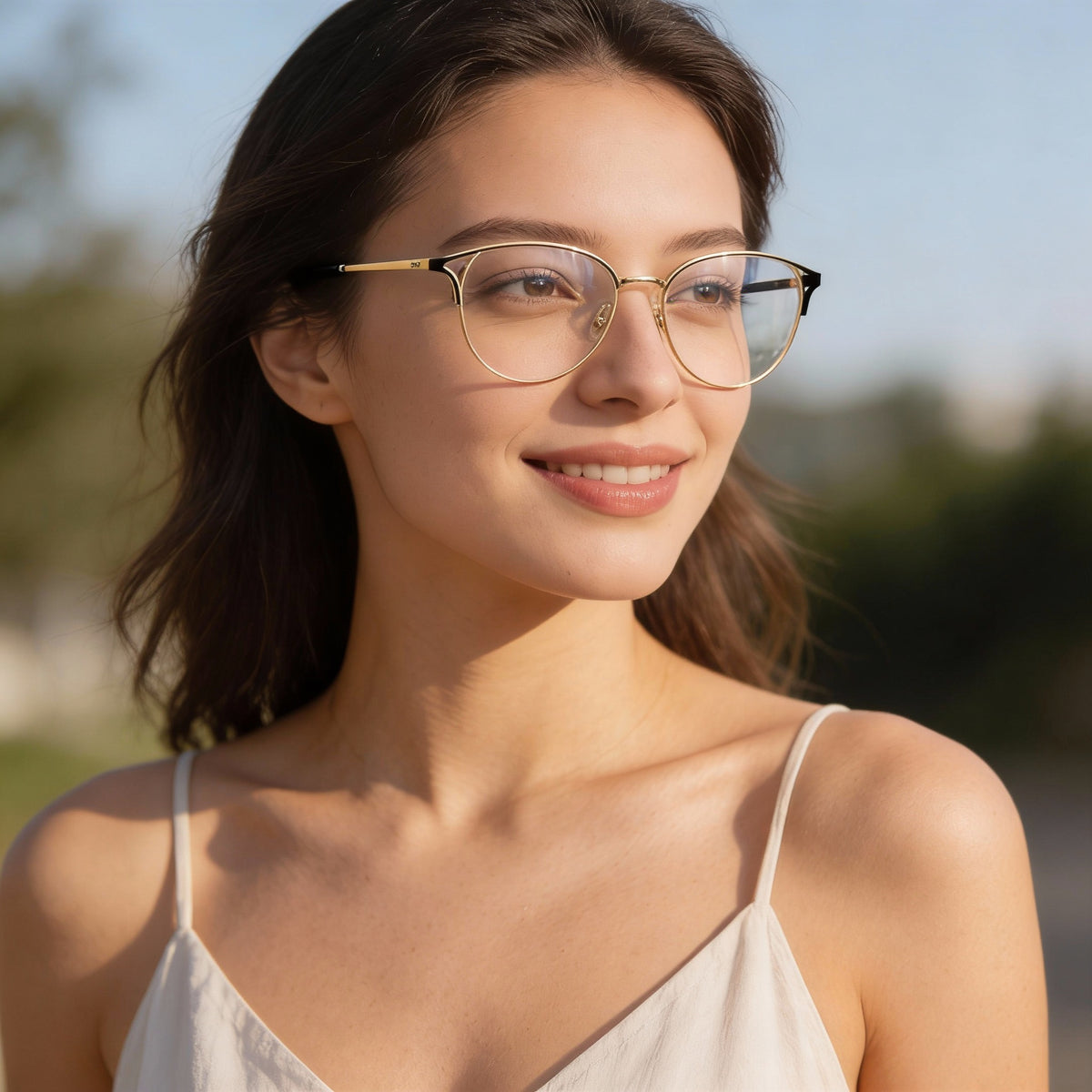 Fossil Gold Rectangle Eyeglasses for Women, Alloy Steel, Photo 6