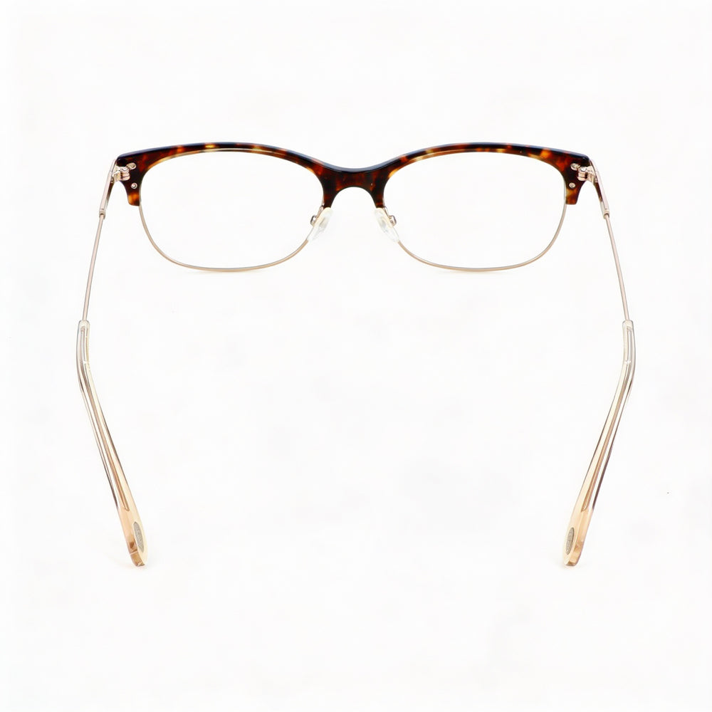 Fossil Rectangle Eyeglasses Women — side view, Gold Alloy Steel temples