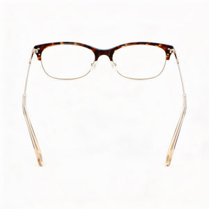 Fossil Rectangle Eyeglasses Women — side view, Gold Alloy Steel temples