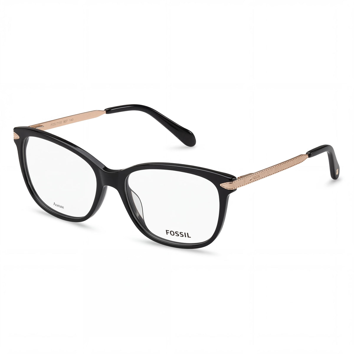 Fossil Modern FOS 7150 Black Rectangle Eyeglasses for Women, Photo 1