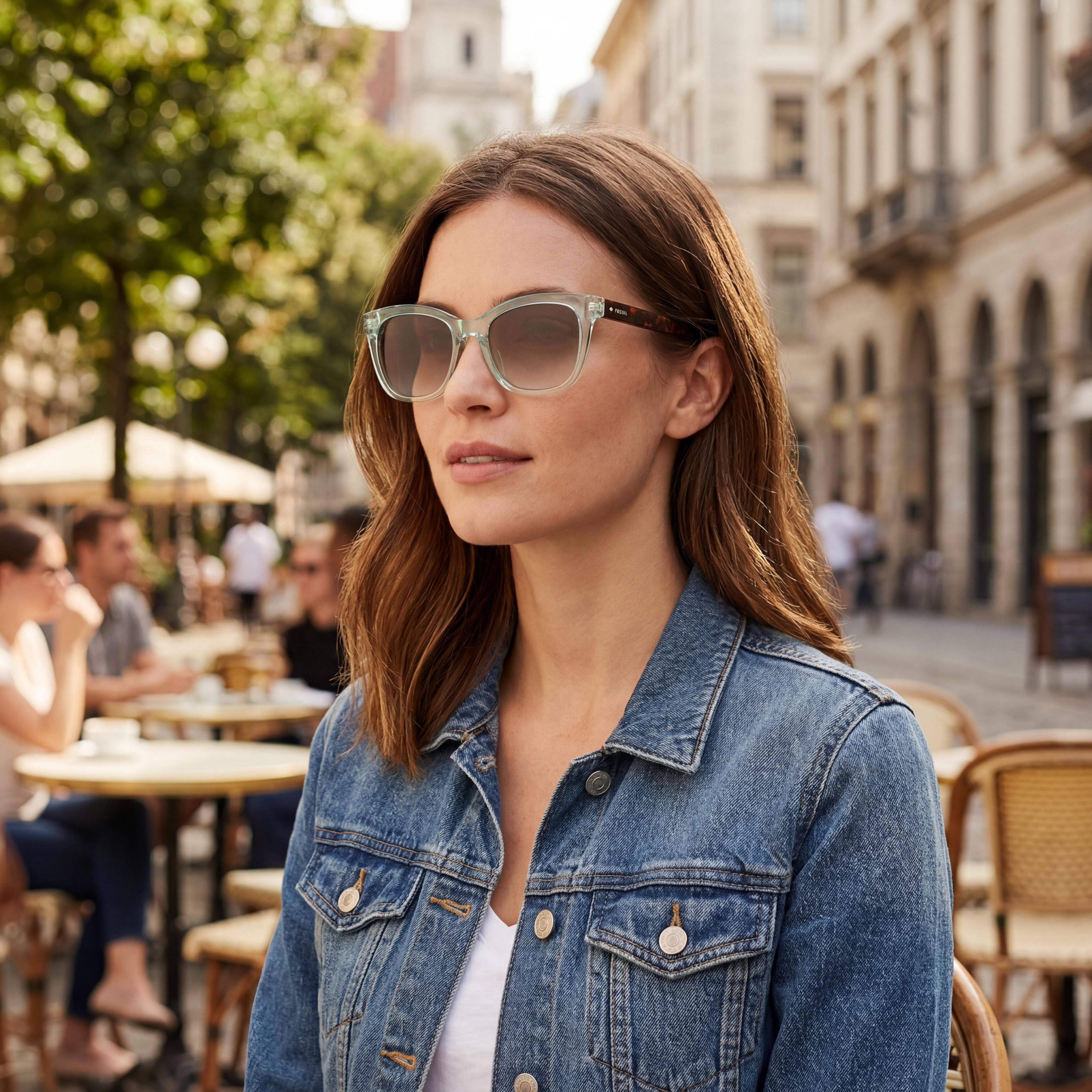 Gafas de sol Fossil Modern Crystal Green Rectangle para mujer, 51 mm, Photo 4