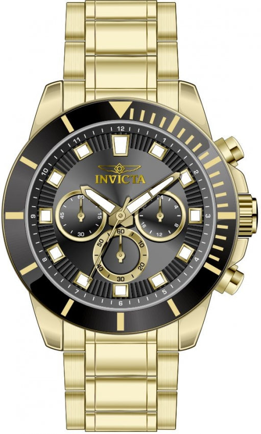 Invicta Pro Diver Chronograph GMT Quartz Black Dial Men's Gold Watch