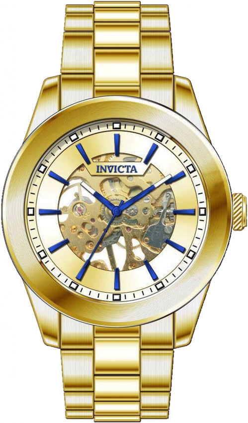 Invicta 25759 Men's Watch Vintage Mechanical Skeleton Dial Yellow Gold Bracelet