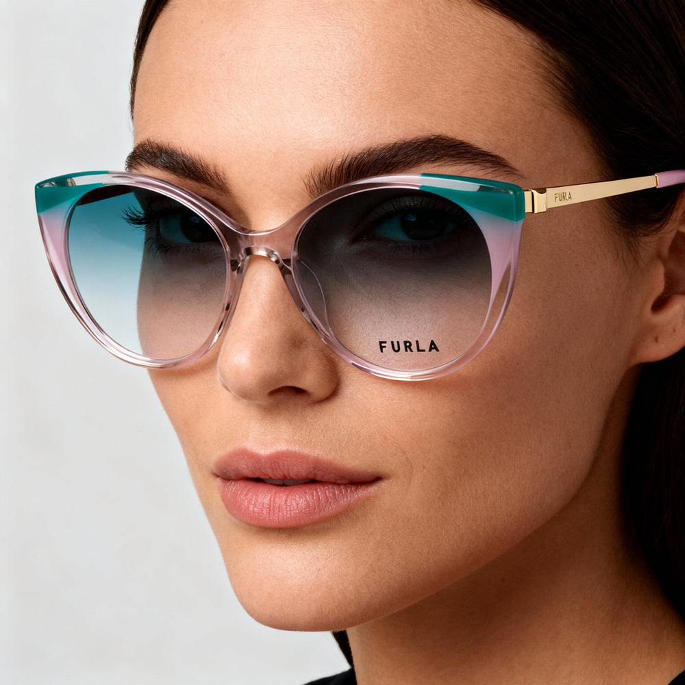 Furla Antique Pink Rectangle Eyeglasses for Women, Acetate 53mm — view 3