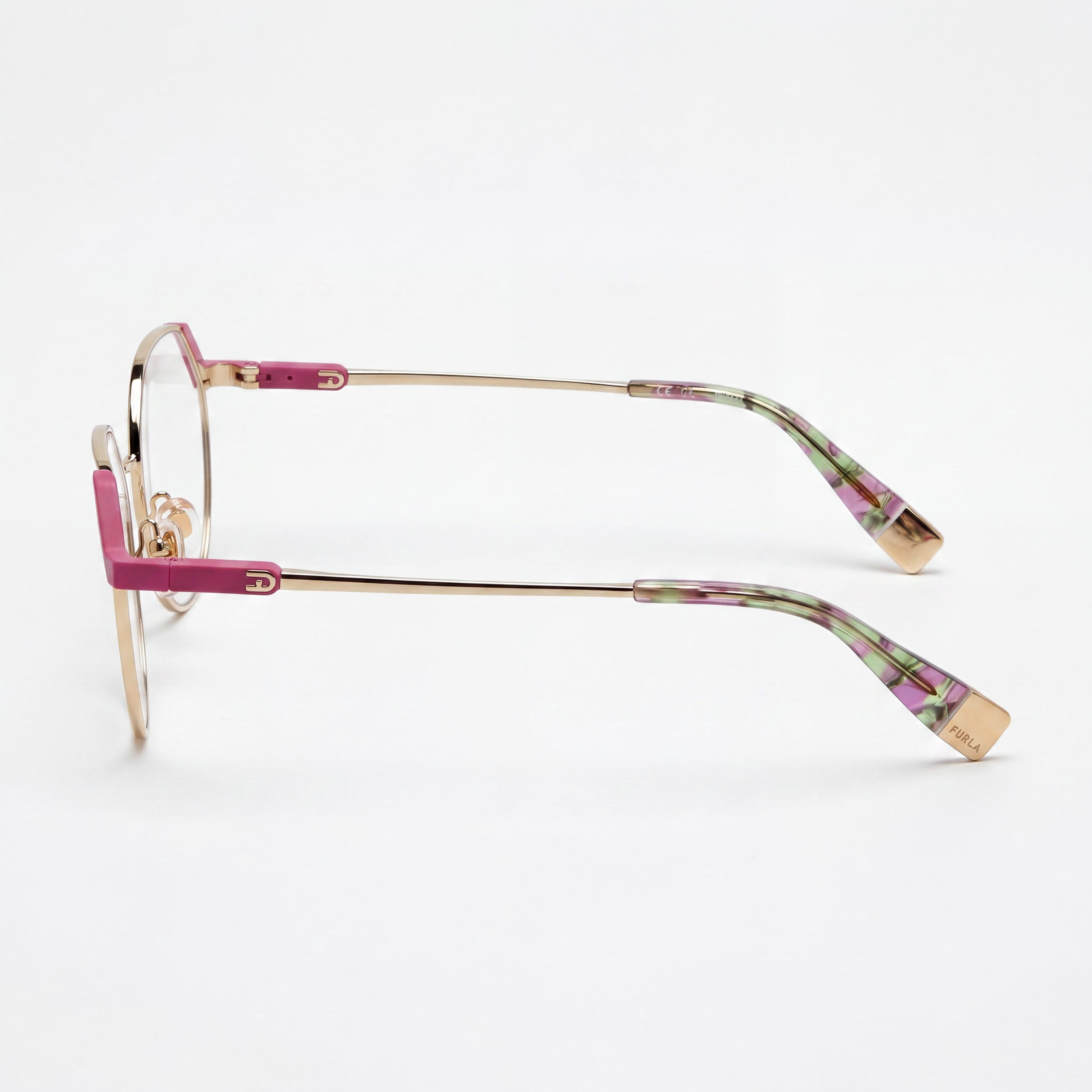 Furla Light Gold Round Eyeglasses for Women, Metal 52mm, Photo 2
