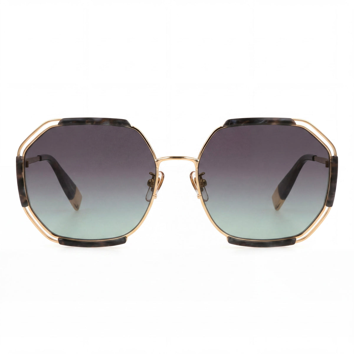 Gafas de sol redondas para mujer Furla Sfu785 en oro rosa brillante, 61mm, Photo 2