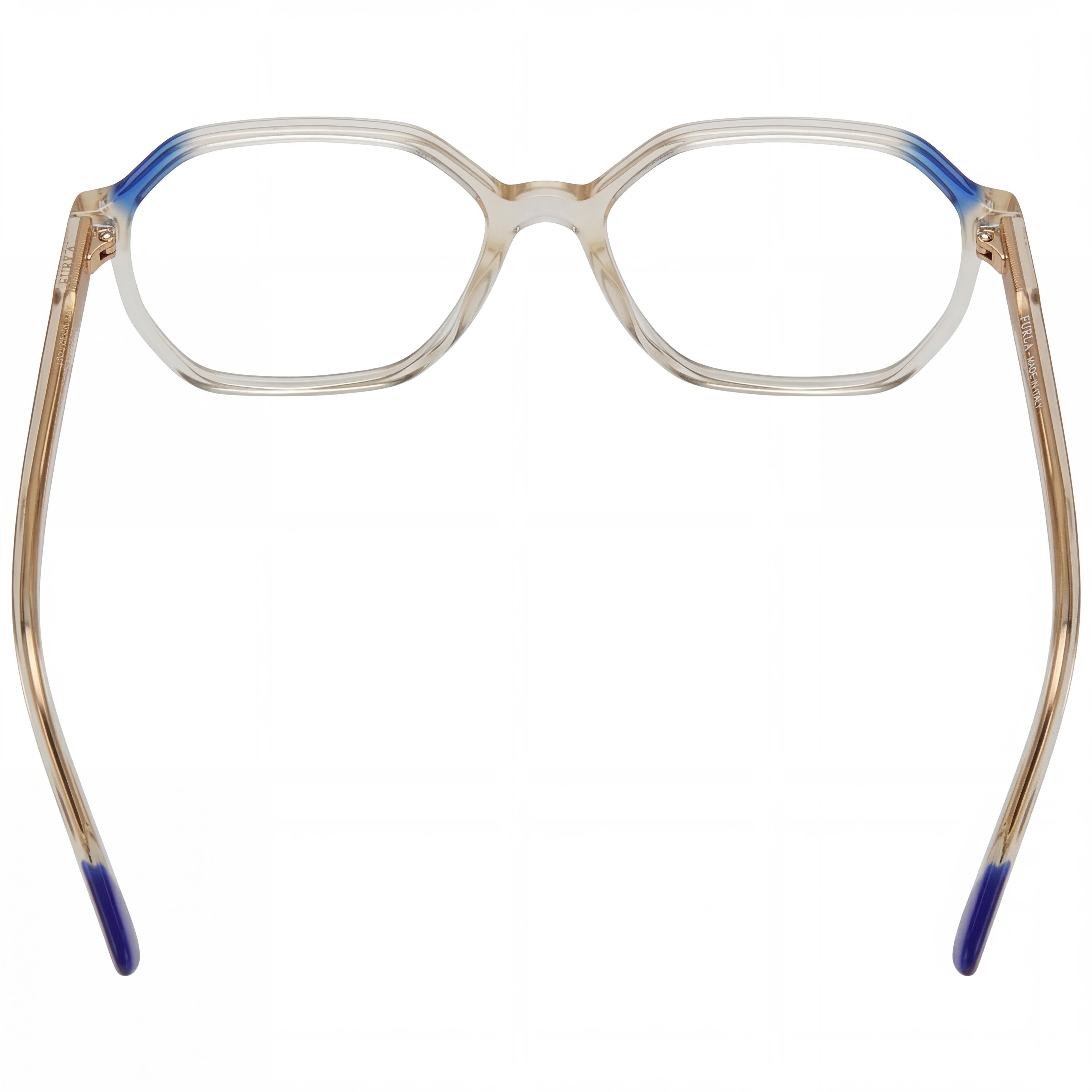 Furla Classic Women's Optical Frames with Shiny Transparent Beige Acetate Frame Material, 53mm Lens Width, Photo 2
