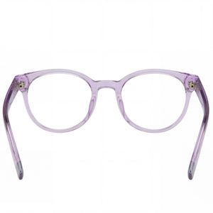 Furla Vfu642v Round Eyeglasses Unisex — side view, Violet Acetate temples