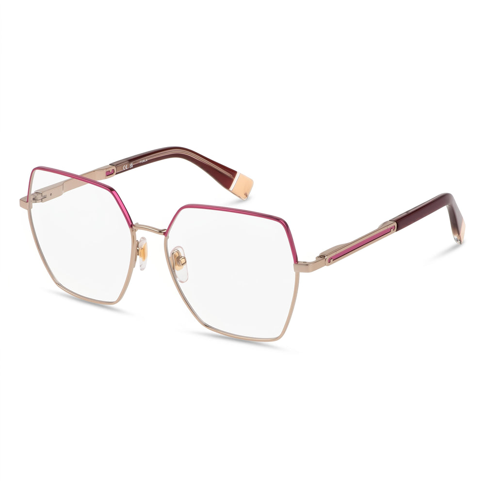 Furla VFU674 Gold Square Eyeglasses for Women, Metal frame