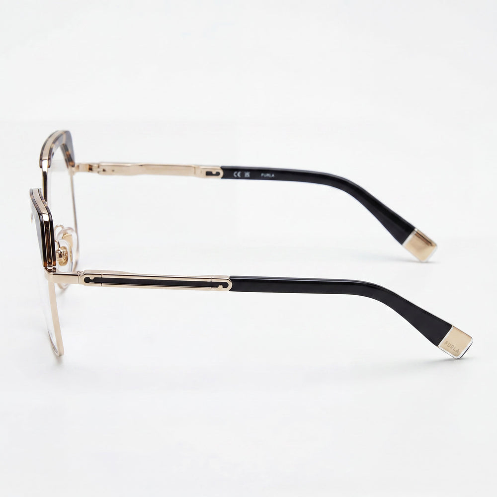 Furla VFU674V Rectangle Eyeglasses for Women — front view, Combined Metal Acetate