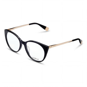 Furla VFU722 Shiny Black Cat Eye Eyeglasses for Women, Acetate frame