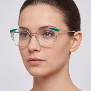 Furla VFU722V Cat Eye Eyeglasses Women — side view, Pink Acetate temples