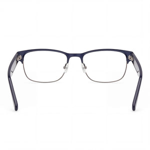 Gant Trendy Rectangle Eyeglasses Unisex — side view, Blue Metal temples