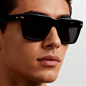 Giorgio Armani Contemporary Square Sunglasses Unisex — side view, Non-Polarized Black lens