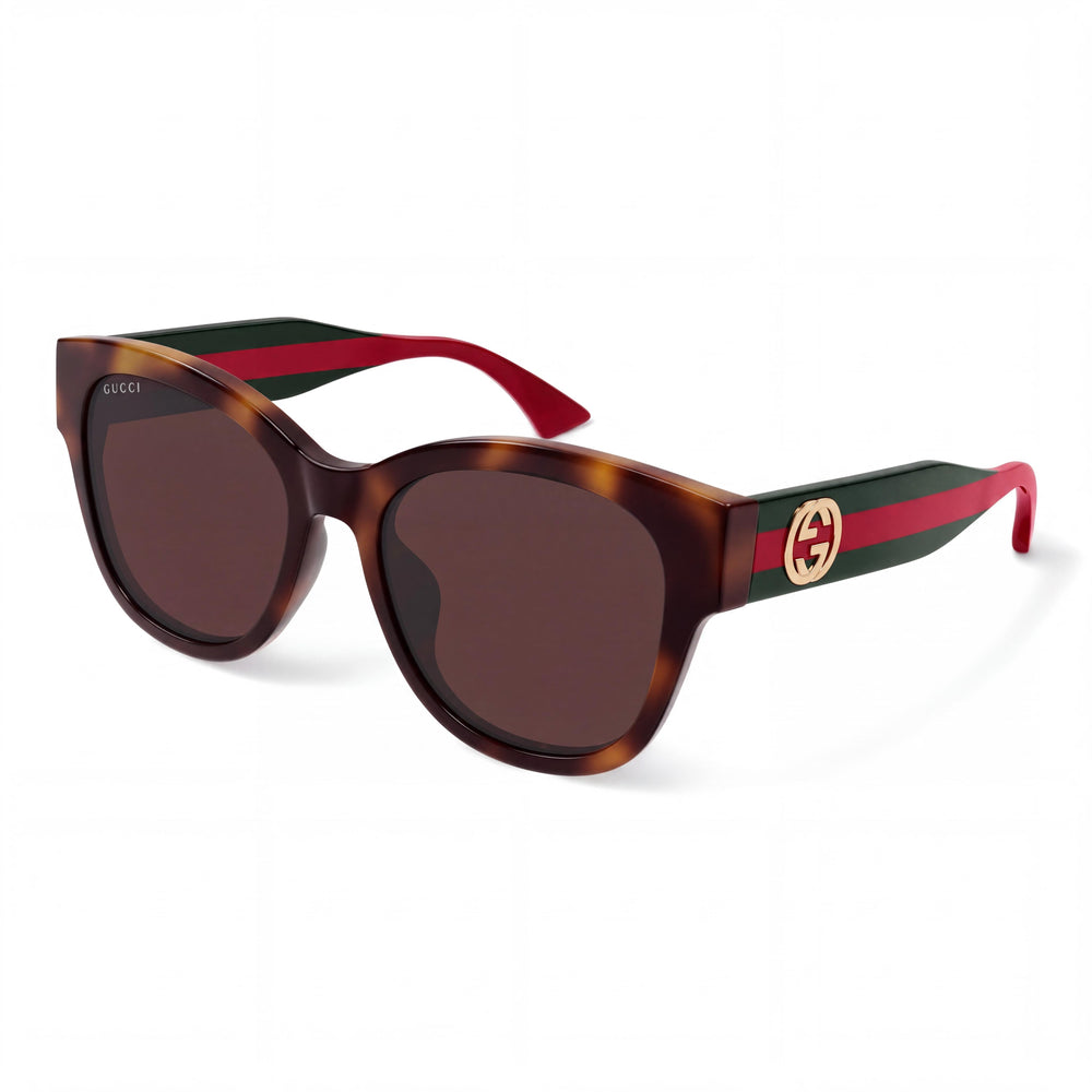 Gucci 1866SK-002 Havana Rectangle Sunglasses Unisex, Black lens