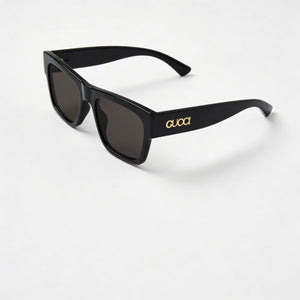 Gucci Rectangle Sunglasses Unisex — side view, Non-Polarized Black lens
