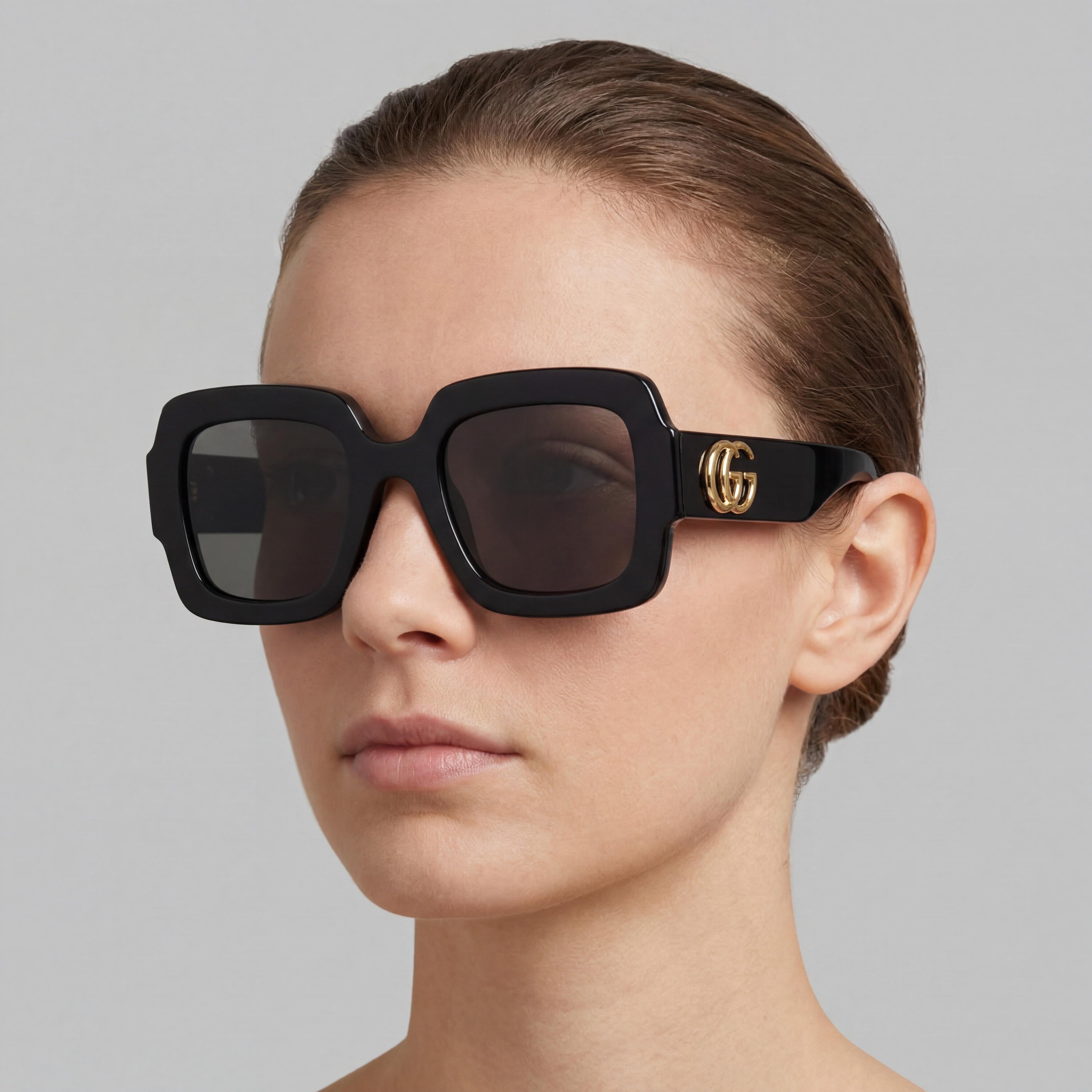 Gafas de sol Gucci para mujer, cuadradas, extragrandes, inyectadas, con montura negra y gris, lentes grises, no polarizadas, 50 mm, Photo 5
