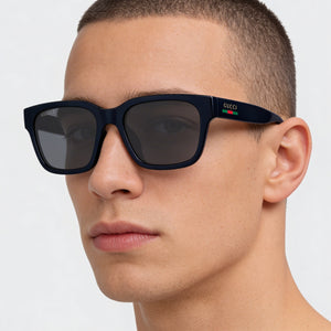 Gucci Square Sunglasses Men — side view, Non-Polarized Black lens