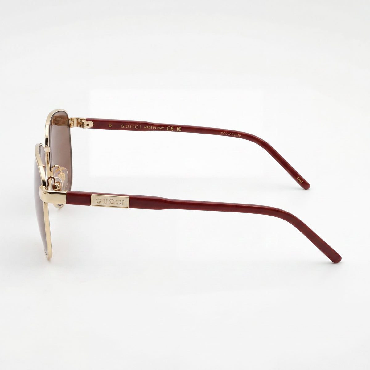 Gafas de sol unisex cuadradas Gucci Classic GG1799S-004 rojas y doradas, 54mm, Photo 3