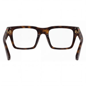 Gucci Classic Rectangle Eyeglasses Unisex — side view, Havana Acetate temples